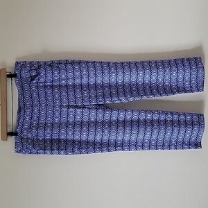 Chico's Travelers Blue White Knit Pull-on Ankle Pants Size Large/14